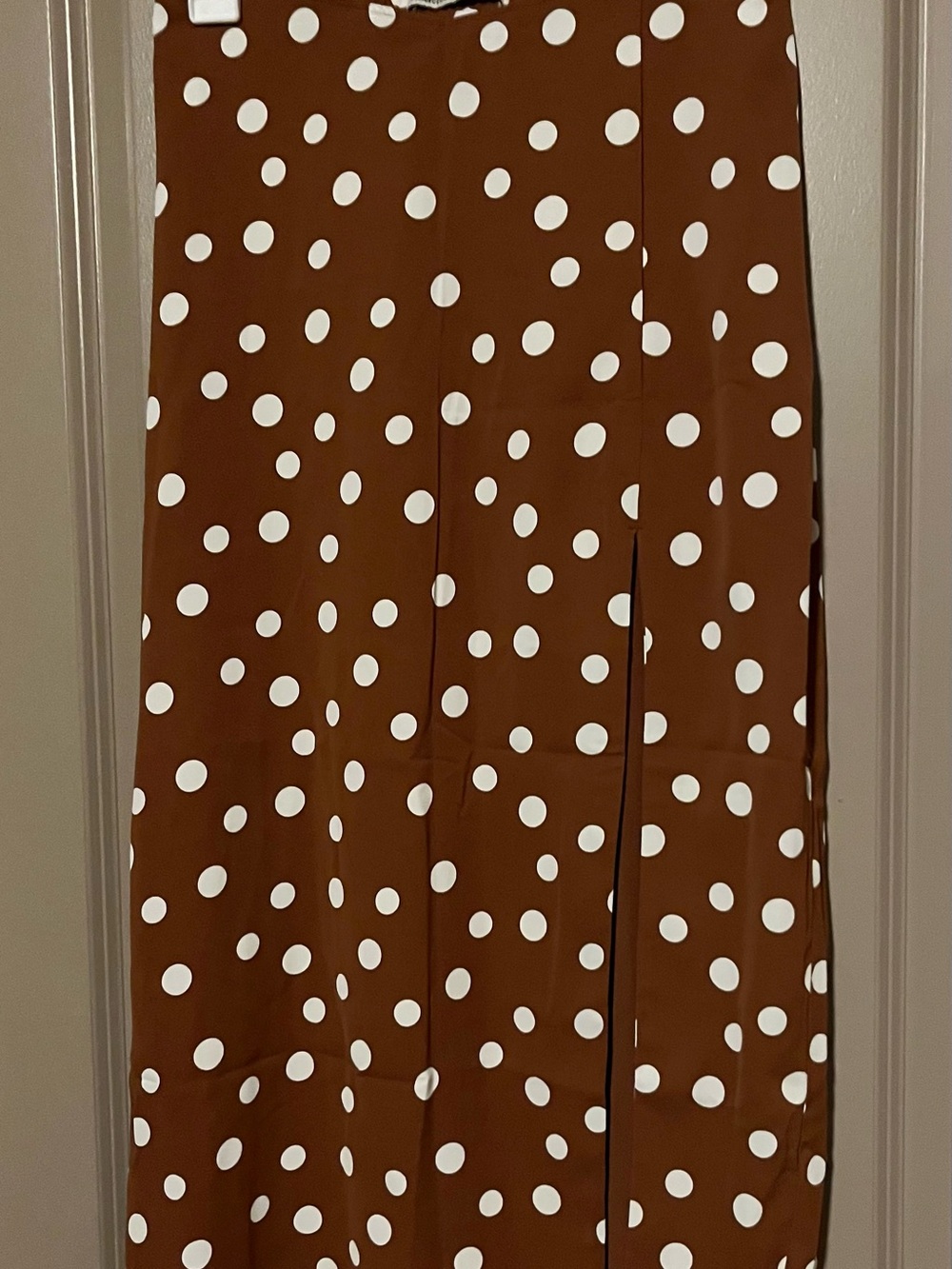 Abercrombie & Fitch Brown and White Polka Dot Midi Skirt